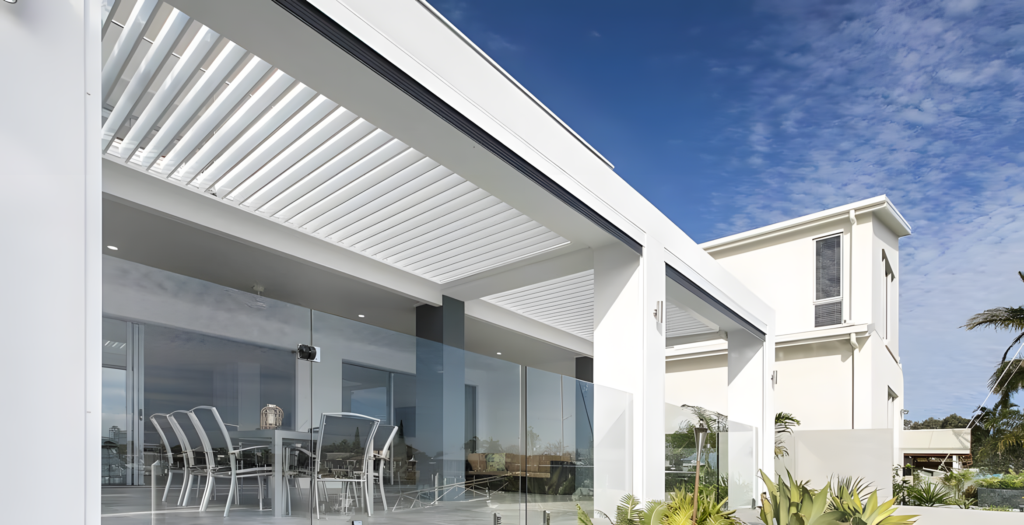 Modern house with outdoor dining area